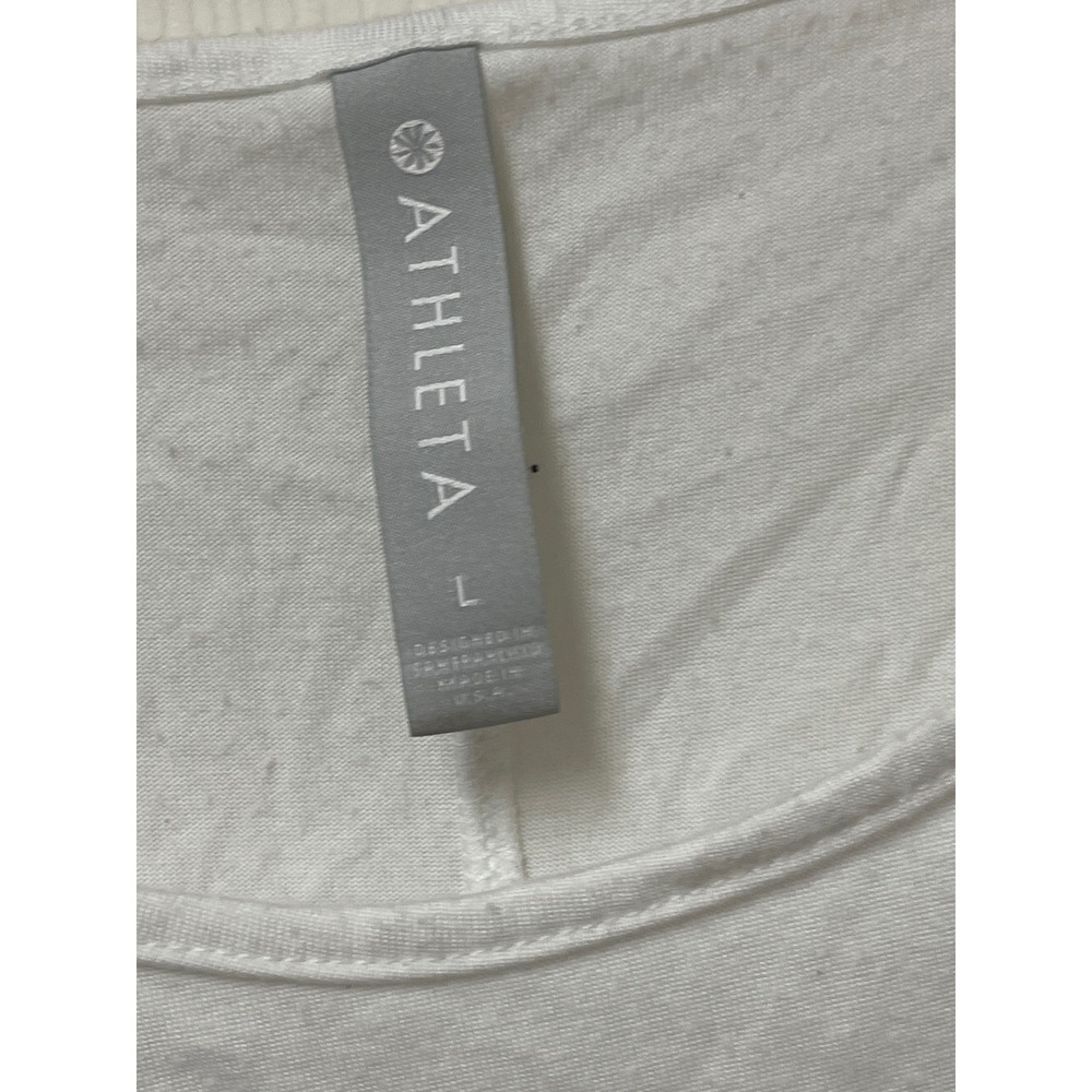 Athleta Womens Large White Draped Tee Modal Blend Short Sleeve Casual Top - Picture 3 of 11
